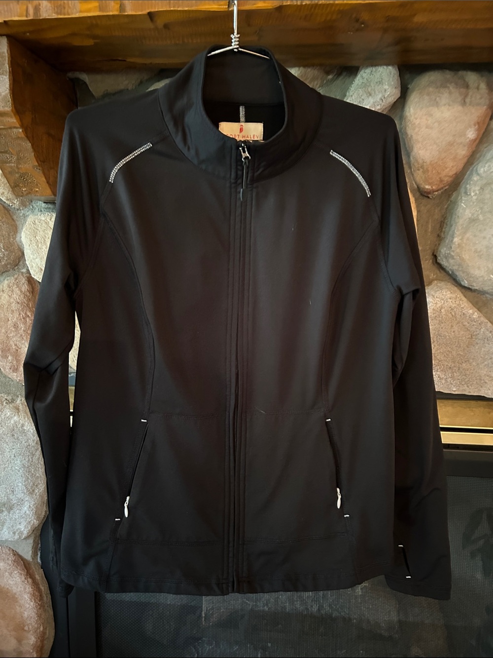 Sport Haley Women's Black Full-Zip Mock-Neck Jacket, Size M